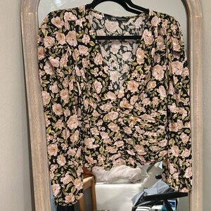 Zara floral v-neck top
